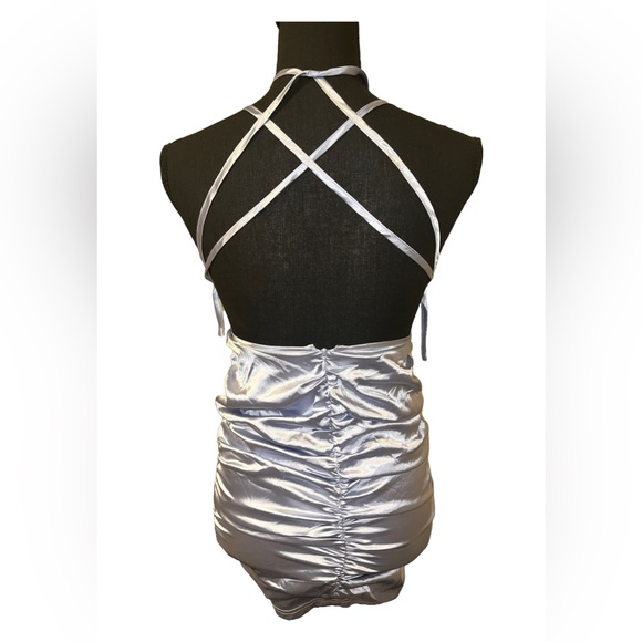 Ruched Satin Mini Dress - Picture 3 of 5